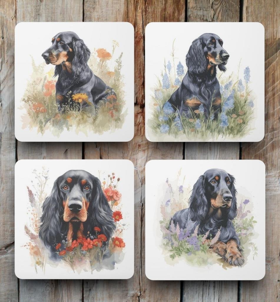 Gordon Setter Aquarel onderzetters met houder, Ophalen of Verzenden, Nieuw