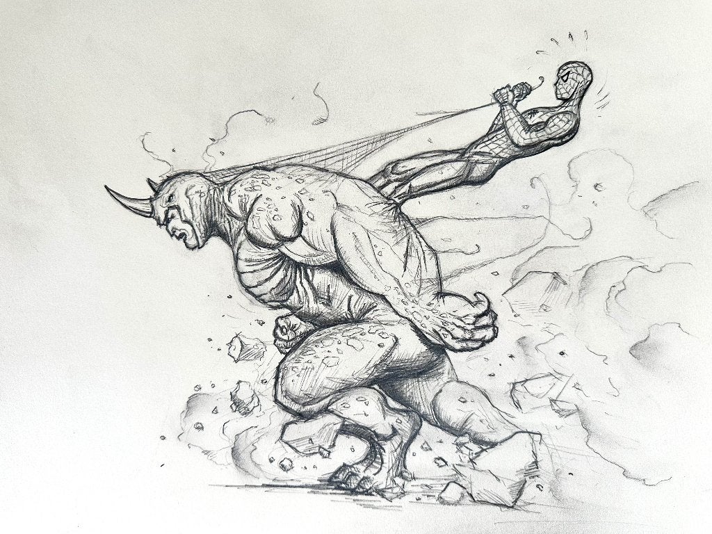 Spiderman A3 pen tekening, Ophalen of Verzenden, Tekening, Gemengde techniek