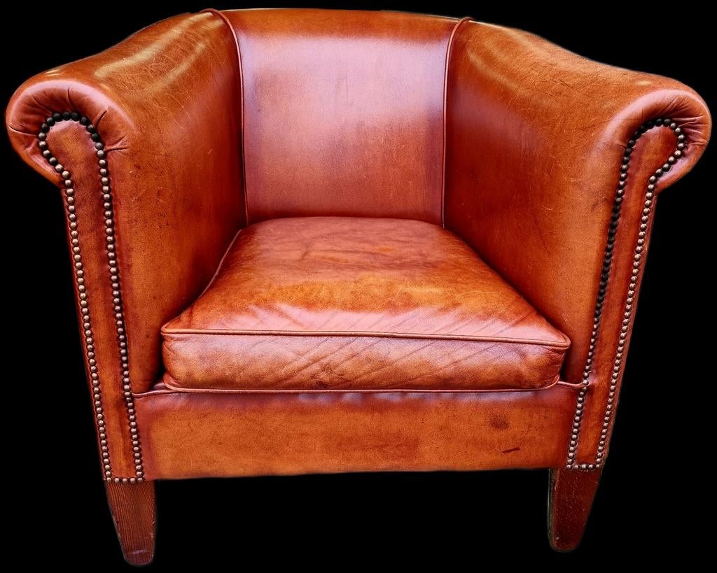 Chesterfield Bendic club fauteuil cognac leer + BEZORGING
