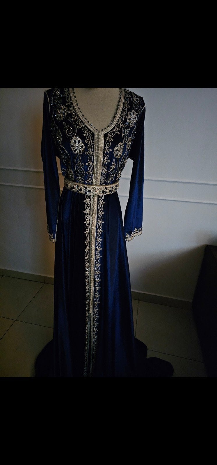Prachtige Koningsblauwe Kaftan met Handbewerking, Overige typen, Blauw, Zo goed als nieuw, Ophalen