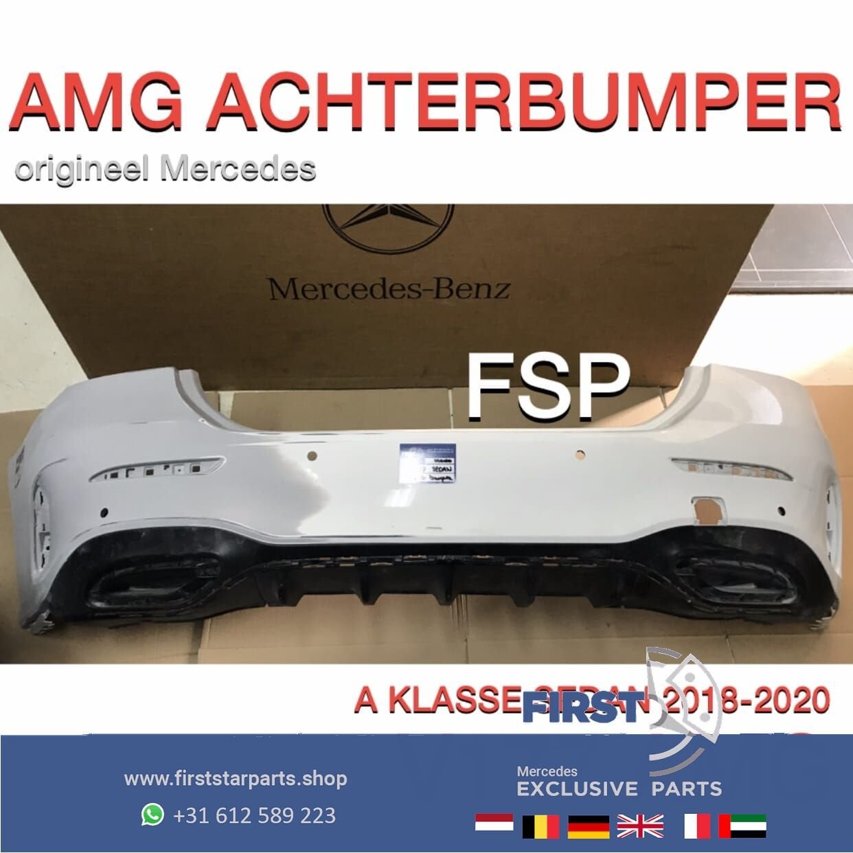 W177 V177 AMG ACHTERBUMPER ORIGINEEL A KLASSE SEDAN 2018-202, Gebruikt, -, Ophalen of Verzenden, Achter