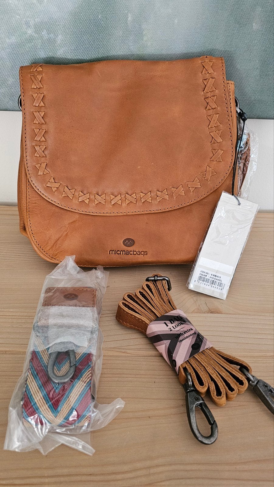 Micmacbags Schoudertas Cognac Leer - Nieuw met labels, Verzenden, Nieuw, Bruin, Schoudertasje