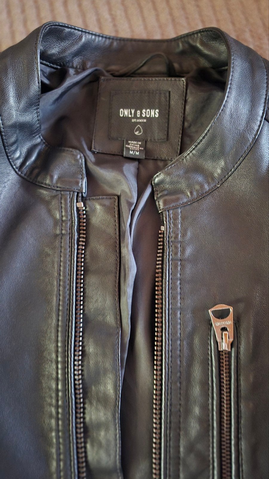 Only & Sons Zwart Leren Jas - Maat M, Maat 48/50 (M), Zwart, Ophalen of Verzenden, Zo goed als nieuw