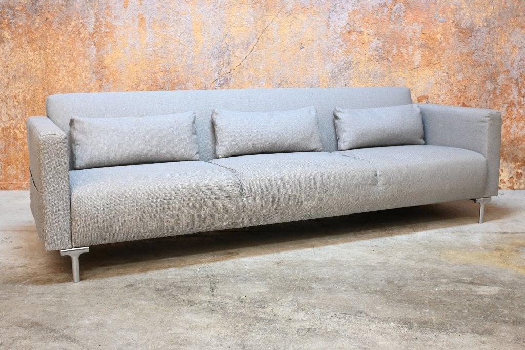 ZGANieuw grote grijze stoffen Gispen GT 925 Next designbank, Gipsen, Gipsen, 75 tot 100 cm, Ophalen of Verzenden