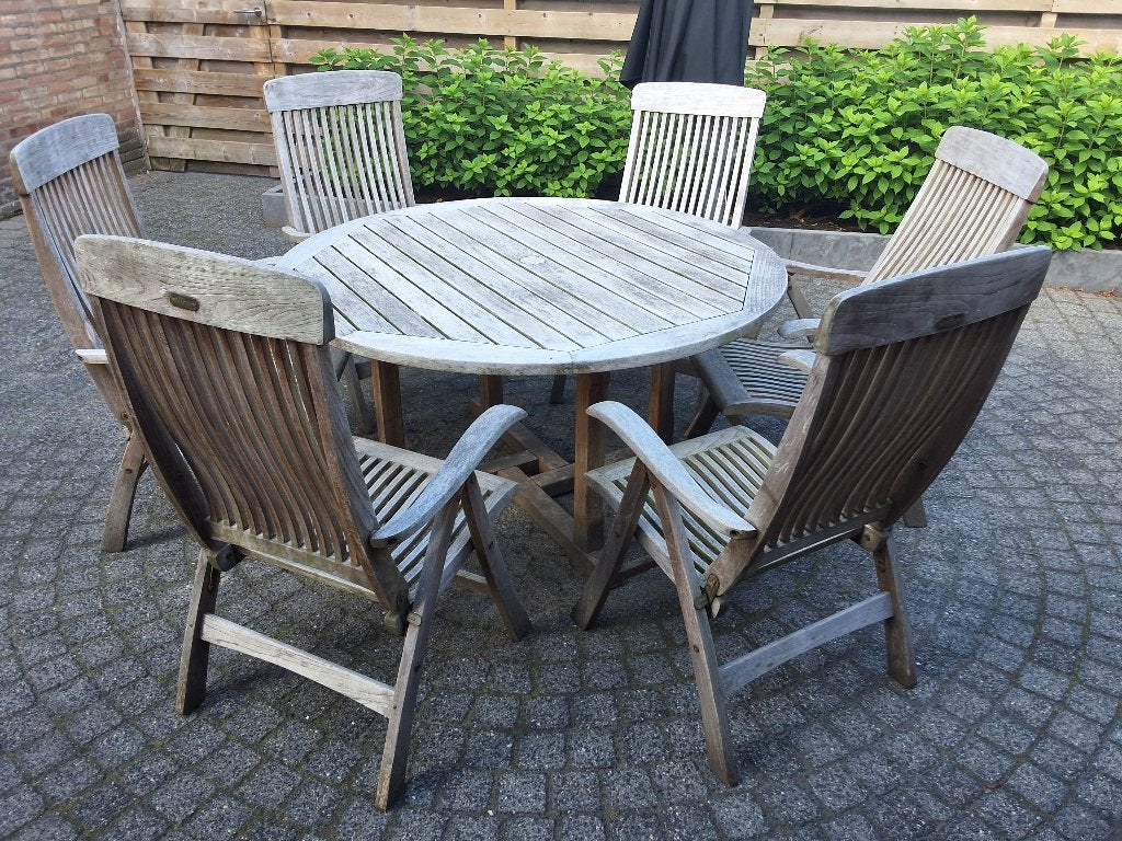 Tuinstel, Ophalen, Gebruikt, 6 zitplaatsen, Teakhout