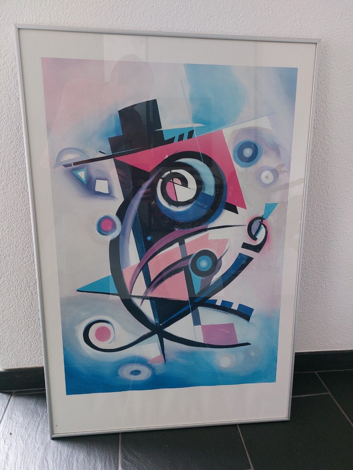 Abstracte kunstprint in lijst, Ophalen
