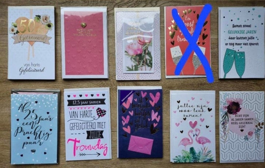 Assortiment wenskaarten echtvereniging., Ophalen of Verzenden
