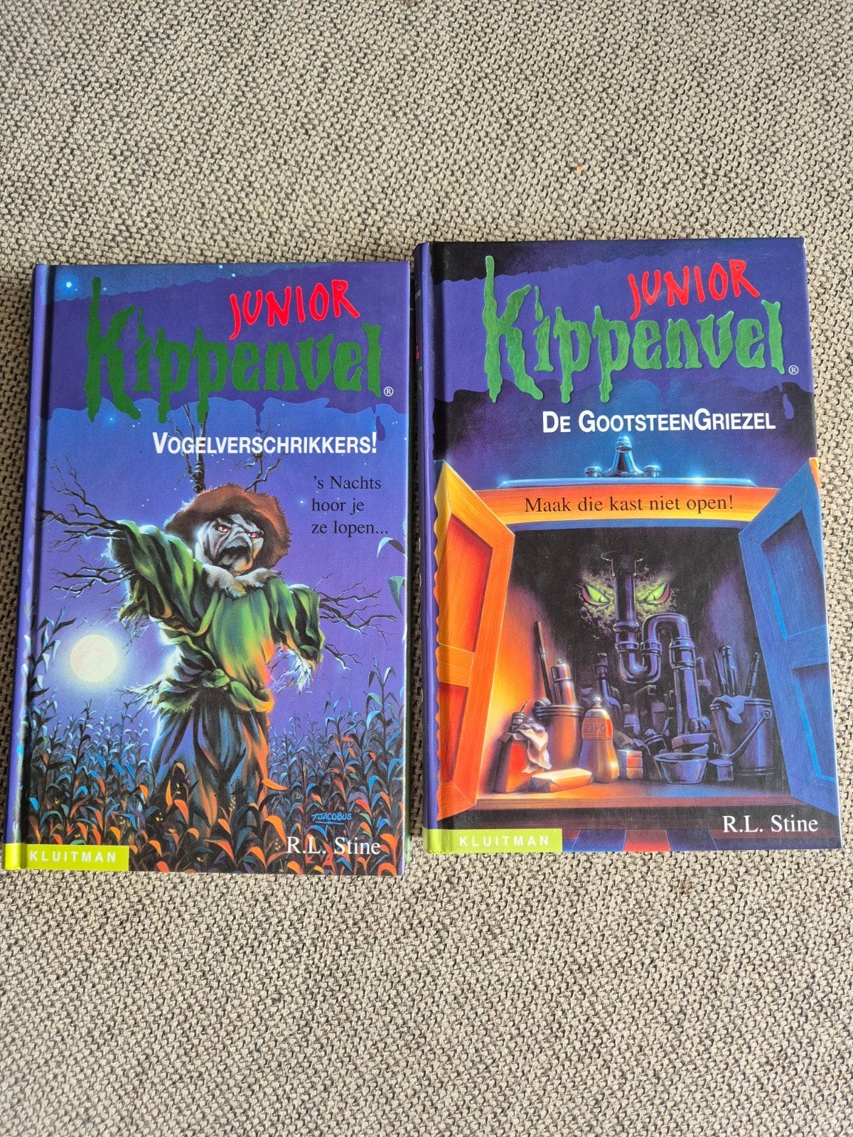 Kippenvel Junior: Vogelverschrikkers! & De Gootsteengrieze, Boeken, Ophalen of Verzenden, Zo goed als nieuw, R.L. Stine, Fictie algemeen