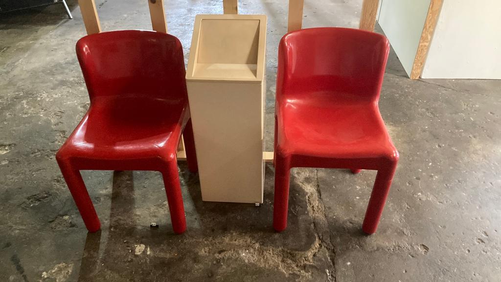 Kartell stoelen + afvalbak, Ophalen, Wit, Twee