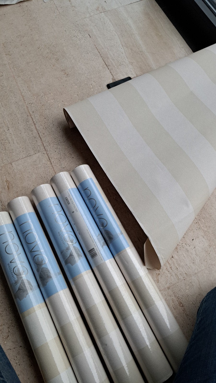 Novo Wallcoverings Behang - Strepen Beige/Wit, Overige typen, Modern, Ophalen of Verzenden, 25 tot 50 m²