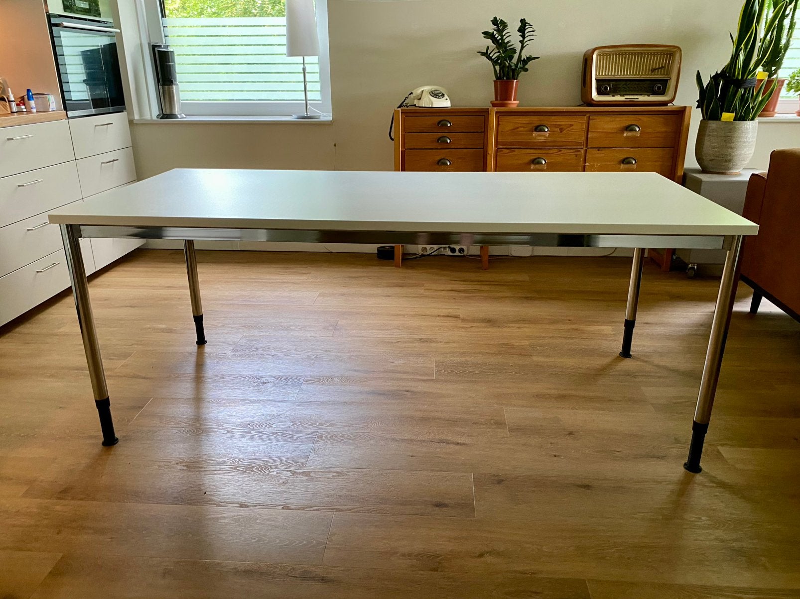 Witte tafel 180x80, Huis en Inrichting, Tafels | Eettafels, Ophalen, Kunststof, 50 tot 100 cm, Zo goed als nieuw