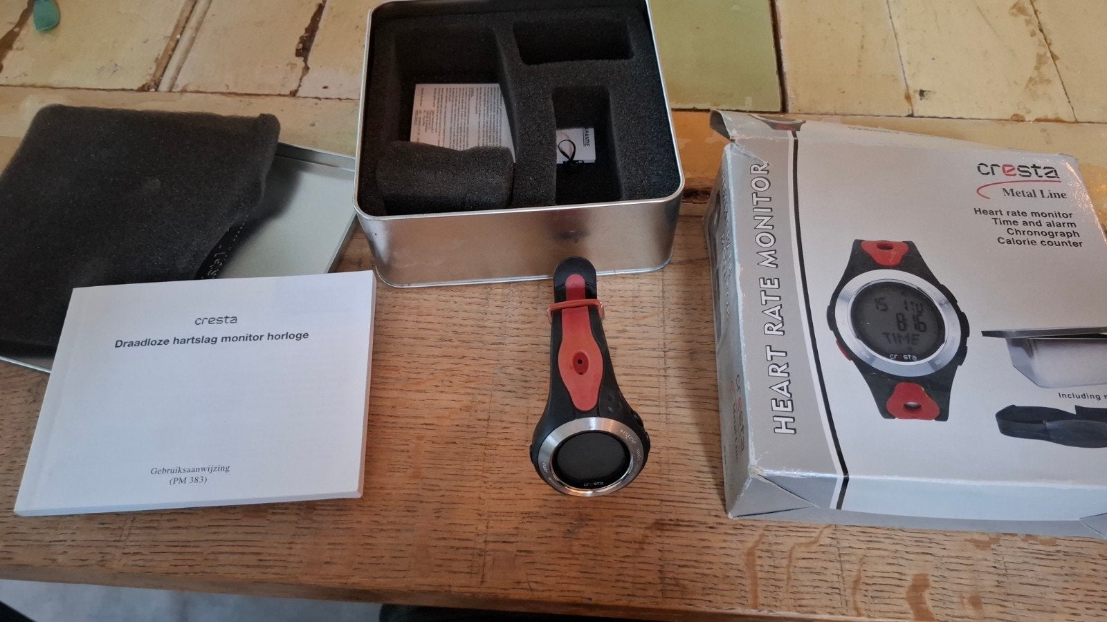Cresta Metal Line Draadloze Hartslagmeter Horloge, Cresta, Gebruikt, Zwart, Ophalen of Verzenden