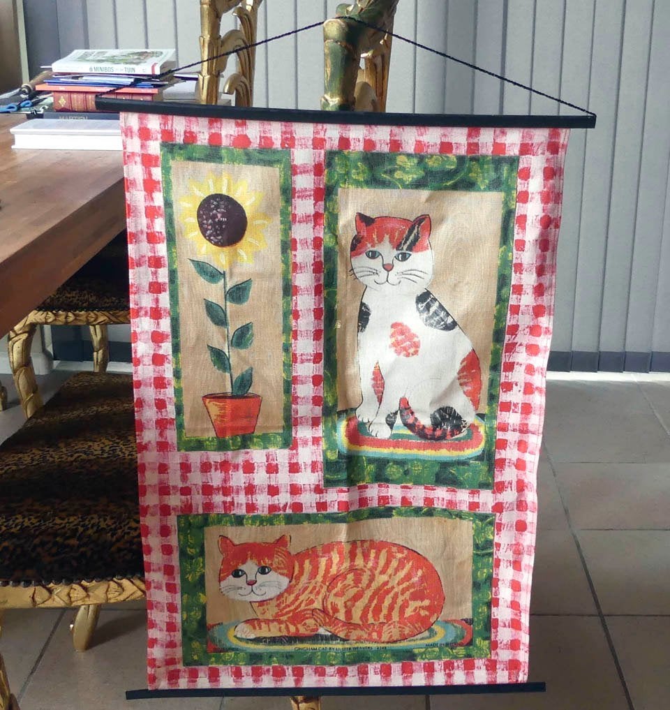 Ulster Weavers vintage theedoek Gingham Cat pure Irish linen, Linnen, Zo goed als nieuw, Meerkleurig, Overige merken