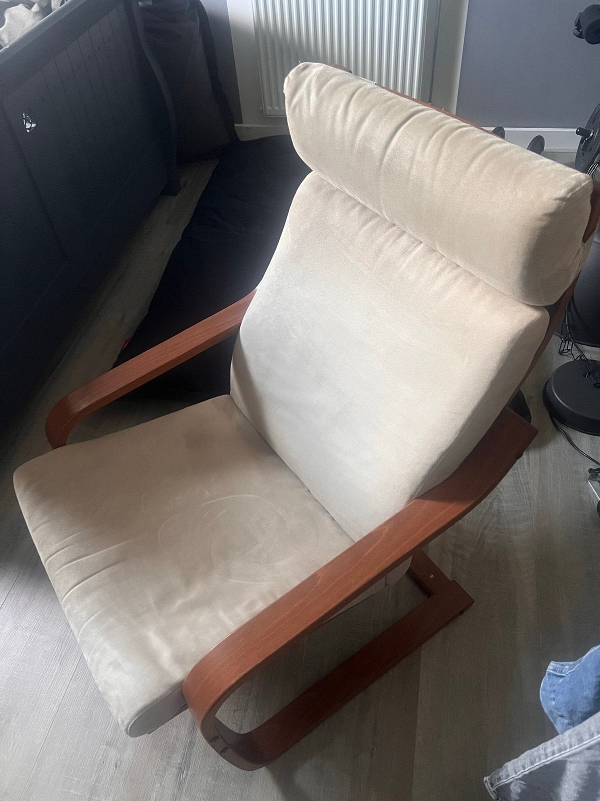 IKEA Poäng fauteuil - Beige met houten frame, Huis en Inrichting, Ophalen, Gebruikt, Overige kleuren, Eén