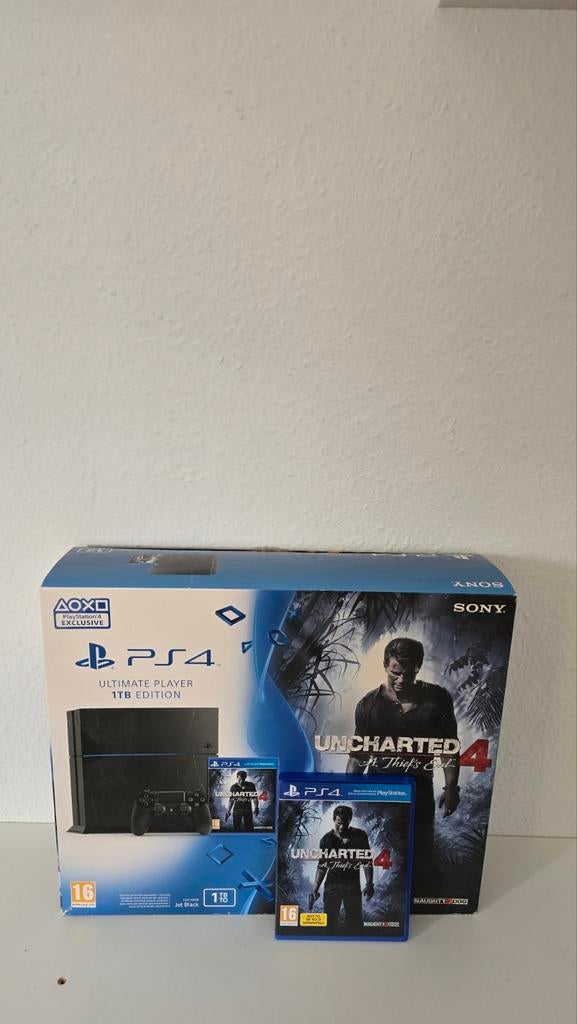 Playstation 4 ultimate player 1tb editon uncharted 4, Ophalen, Met games, Met 2 controllers, Zo goed als nieuw