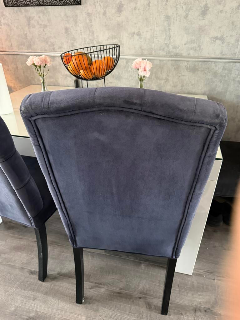 eetkamerstoelen -donker blauw, Gebruikt, Twee, Overige kleuren, Ophalen of Verzenden