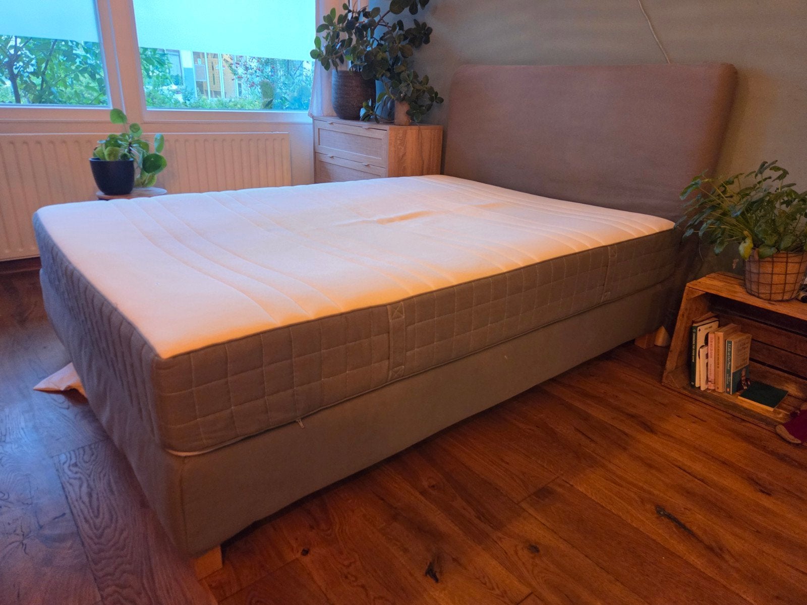 IKEA Boxspring Lauvik 140 x 200 grijs, Ophalen, Tweepersoons, 140 cm, 200 cm