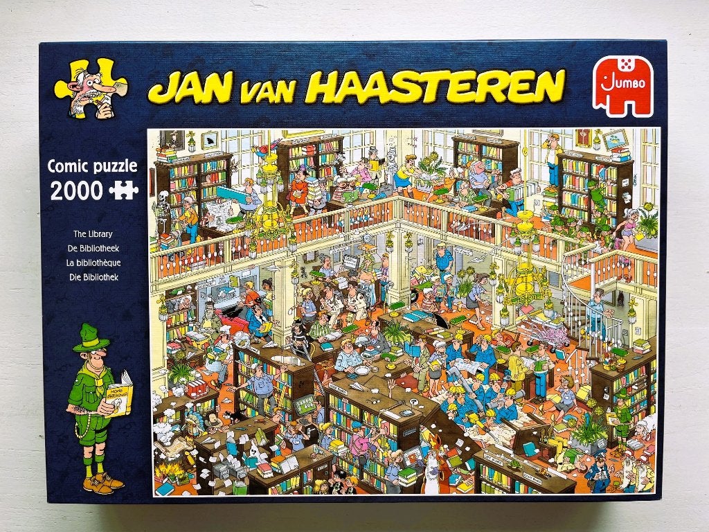 Jan van Haasteren 2000 - De Bibliotheek, Ophalen of Verzenden, 500 t/m 1500 stukjes, Zo goed als nieuw, Legpuzzel