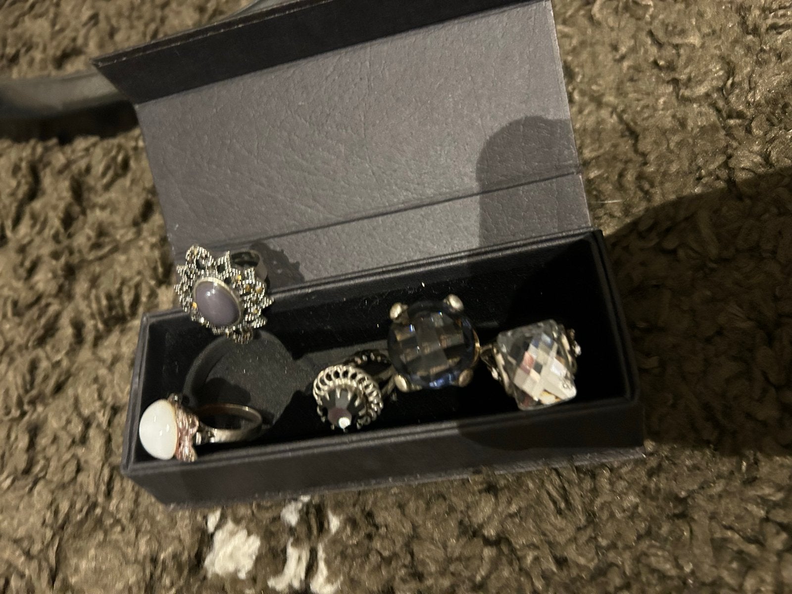 Set van 5 ringen met diverse stenen, Gebruikt, Ophalen of Verzenden, 17 tot 18, Met edelsteen