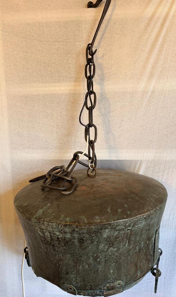 Koperen teil lamp, Ophalen of Verzenden