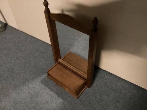 Antieke eiken spiegel+kammenbakje, Ophalen, Rechthoekig, Minder dan 50 cm