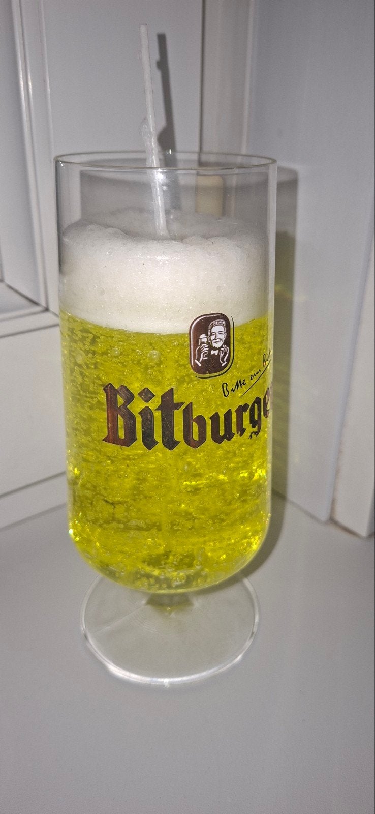 Bitburger Bierglas Kaars - Uniek en Decoratief, Overige stijlen, Nieuw, Ophalen of Verzenden, Glas