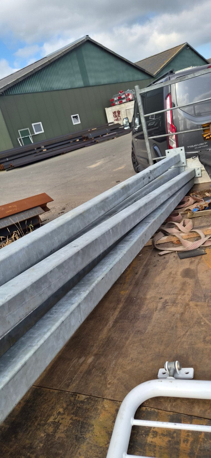6x Koker 90x90x5x4mtr. thermisch verzinkt met voetplaat 15mm, Doe-het-zelf en Verbouw, Metalen, Ophalen, Nieuw, IJzer