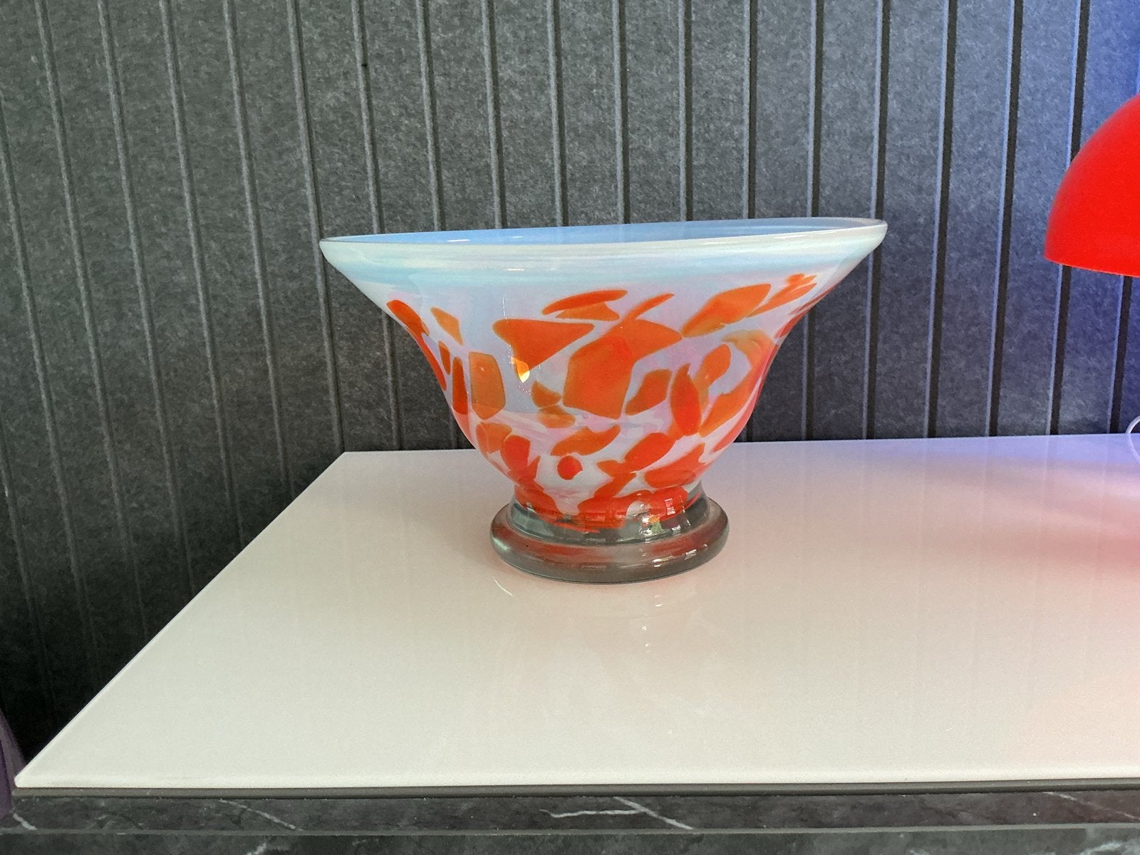 Vintage glazen schaal met oranje spikkels, Ophalen of Verzenden