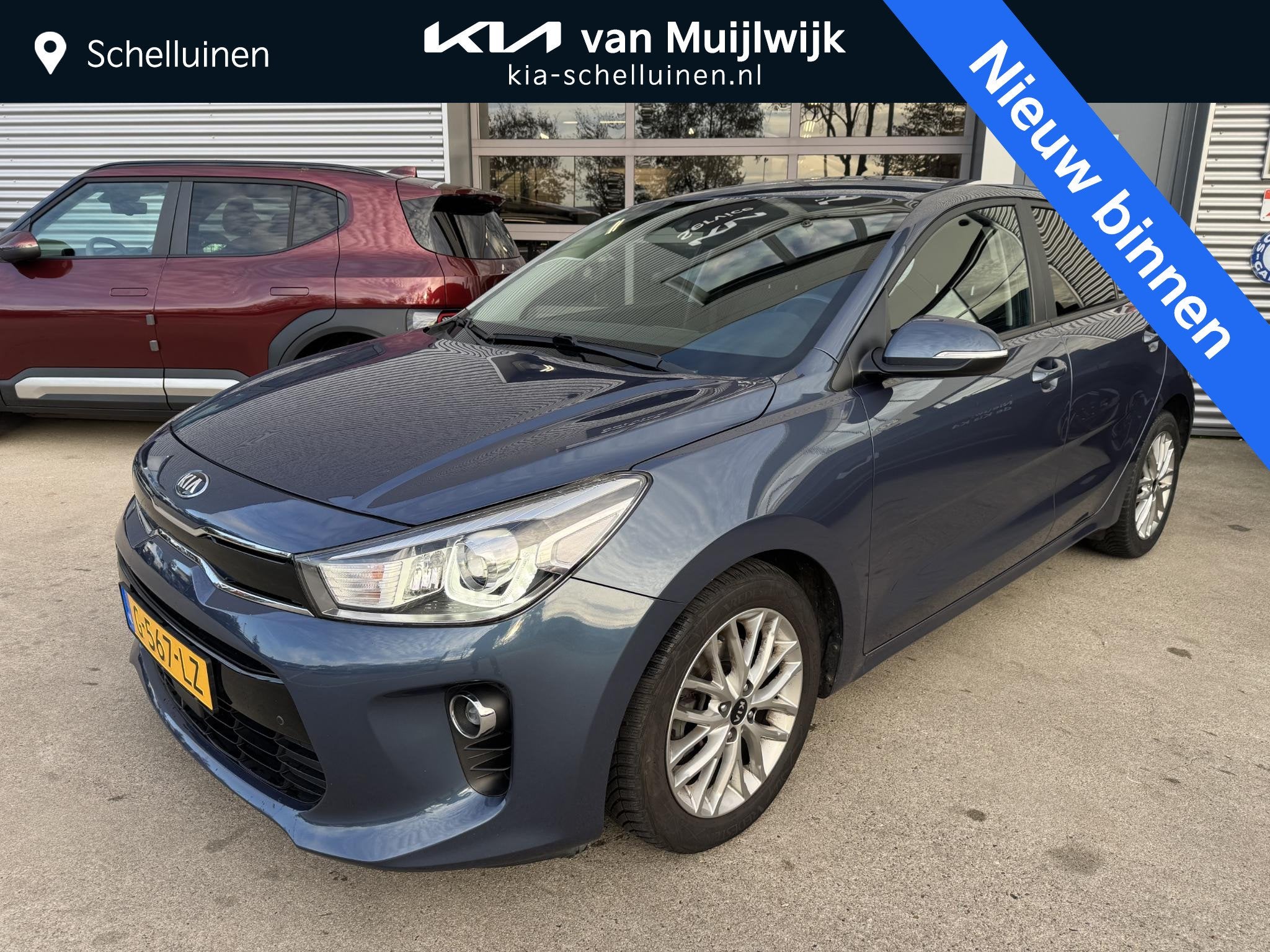 Kia Rio 1.0 TGDI DynamicPlusLine NL-dealerauto Automaat Keyl, Auto's, Gebruikt, Euro 6, 1095 kg, Blauw