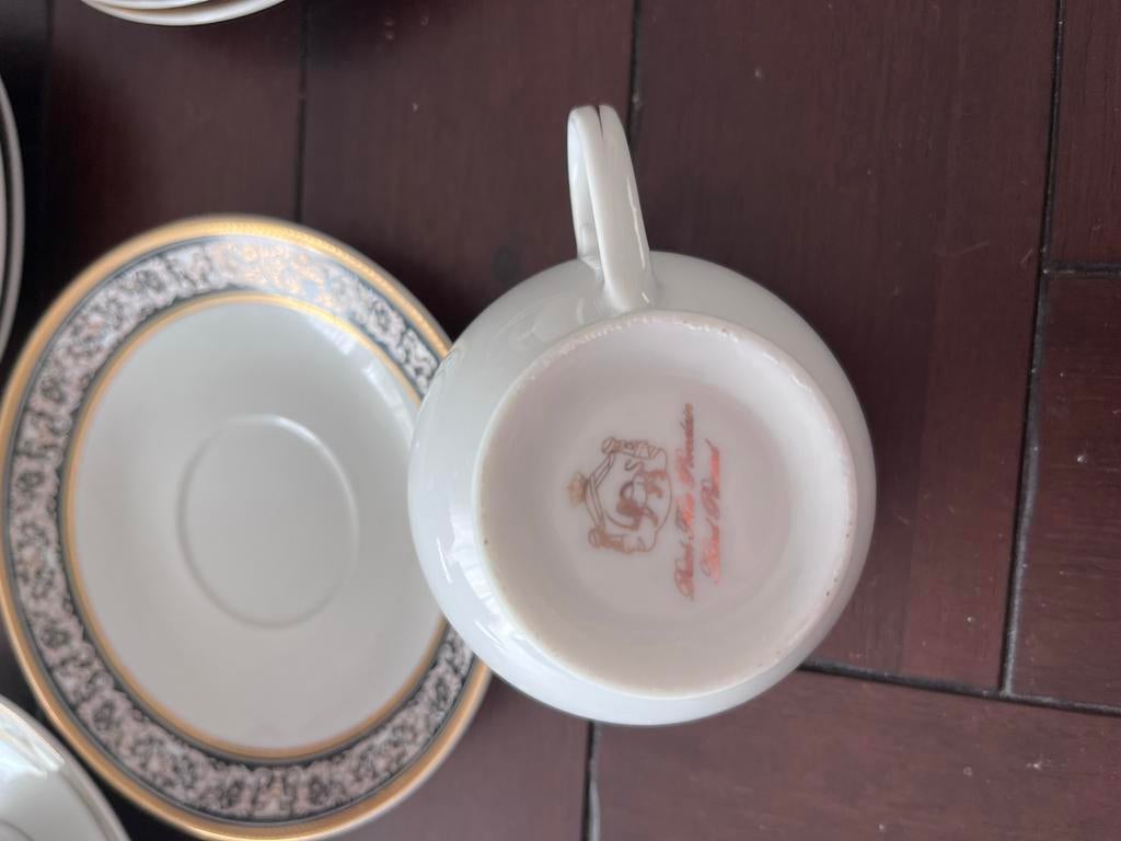 Royal Heir Porselein Theeservies - zwart/goud, Ophalen of Verzenden