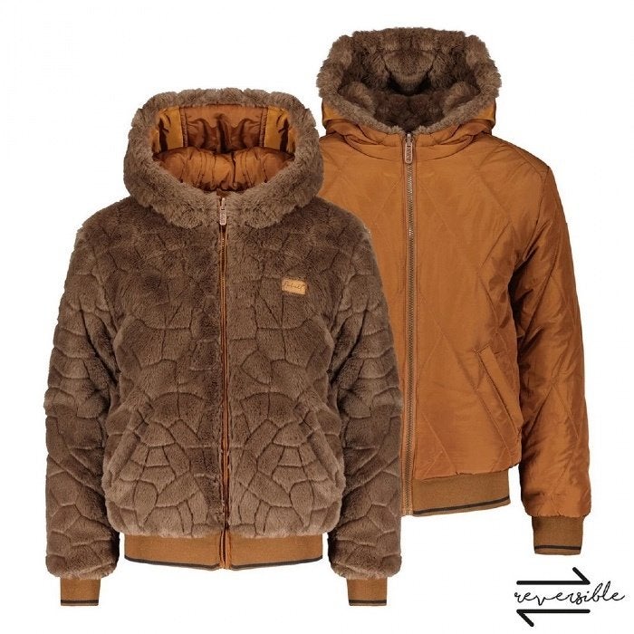 Prachtige omkeerbare winterjas NoBell bruin/caramel 158/164, Nobell, Meisje, Ophalen of Verzenden, Zo goed als nieuw