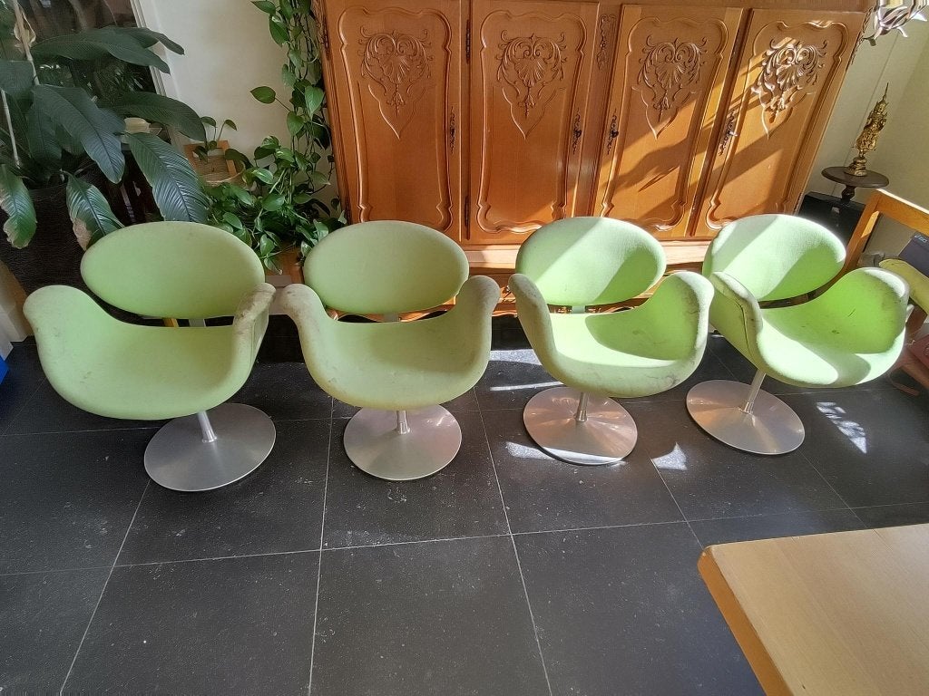 4 Artifort Tulip Stoelen, Iconisch Design, rookvrij huis, Ophalen, Gebruikt, Artifort Tulip design ontwerp Pierre Paulin, Overige kleuren