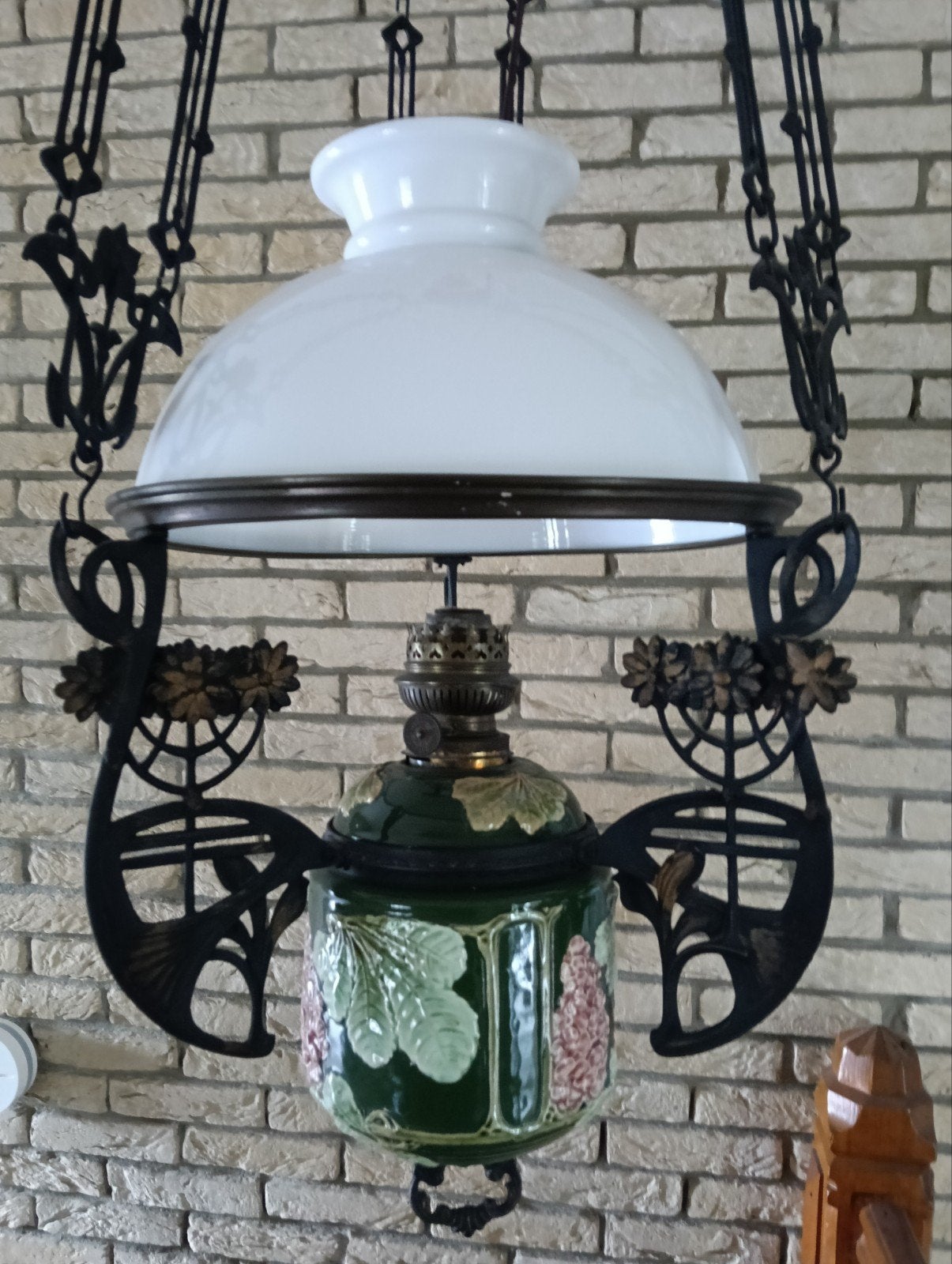 Antieke olielamp - nu elektrisch, Antiek en Kunst, Ophalen