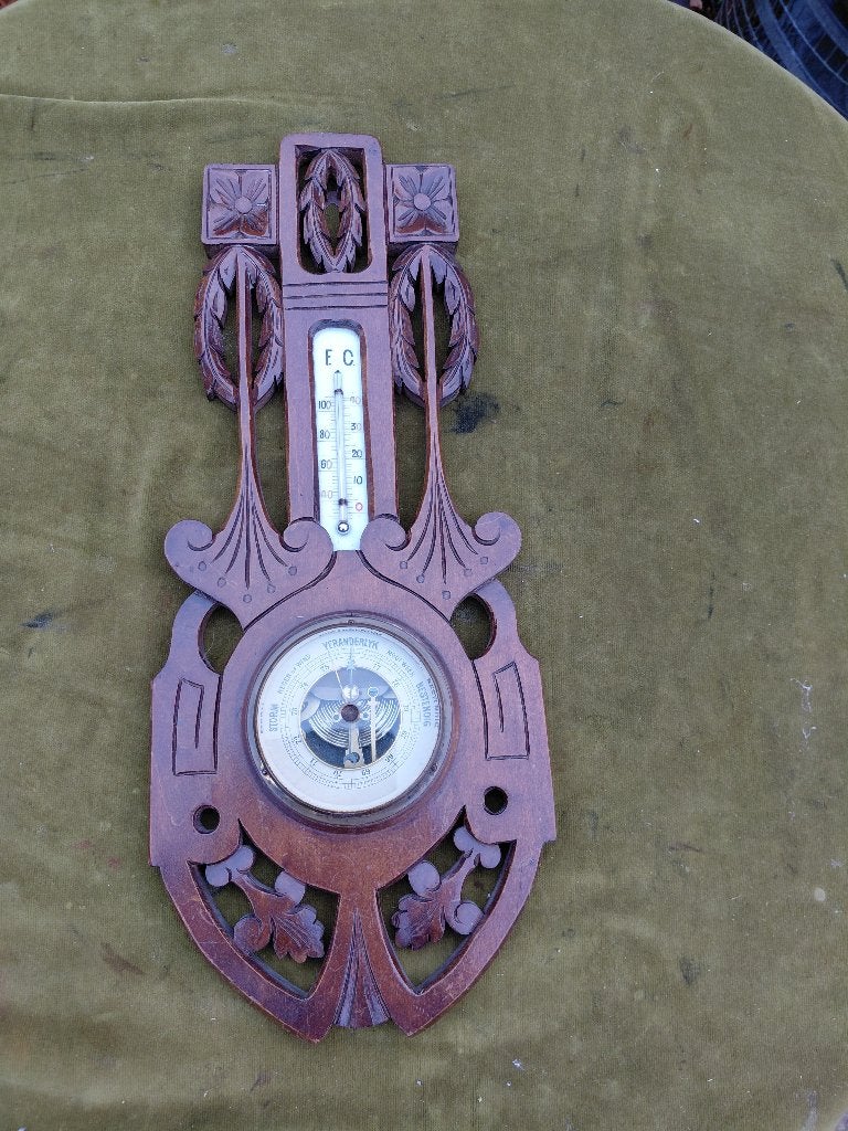 Jugendstill mahonie barometer, ca. 1910., Verzenden