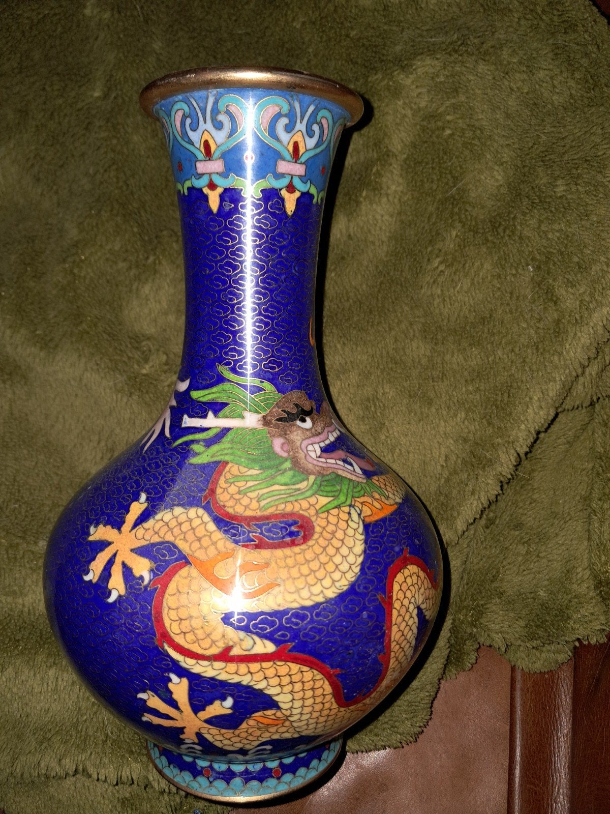 Chinees Cloisonné Emaille Vaas met Twee Draken, 25 cm Hoog, Ophalen of Verzenden