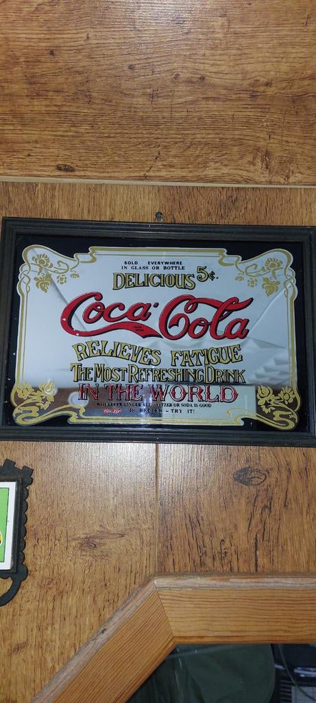 vintage Coca-Cola spiegel, Ophalen of Verzenden, Rechthoekig, 50 tot 100 cm
