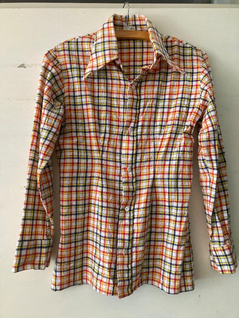Geweldig geruit bloesje, vintage/sixties, met retro-kraag!, Ophalen of Verzenden, Gedragen, Maat 36 (S)
