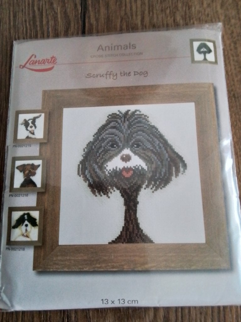 Lanarte borduurpakket animals, scruffy the dog, Hobby en Vrije tijd, Borduren en Borduurmachines, Ophalen of Verzenden, Zo goed als nieuw