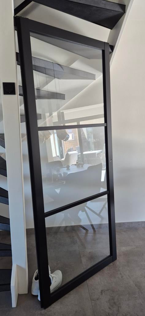 Zwarte svedex opdekdeur 88x211,5cm helder glas, Doe-het-zelf en Verbouw, Deuren en Horren, Ophalen, 80 tot 100 cm, Binnendeur