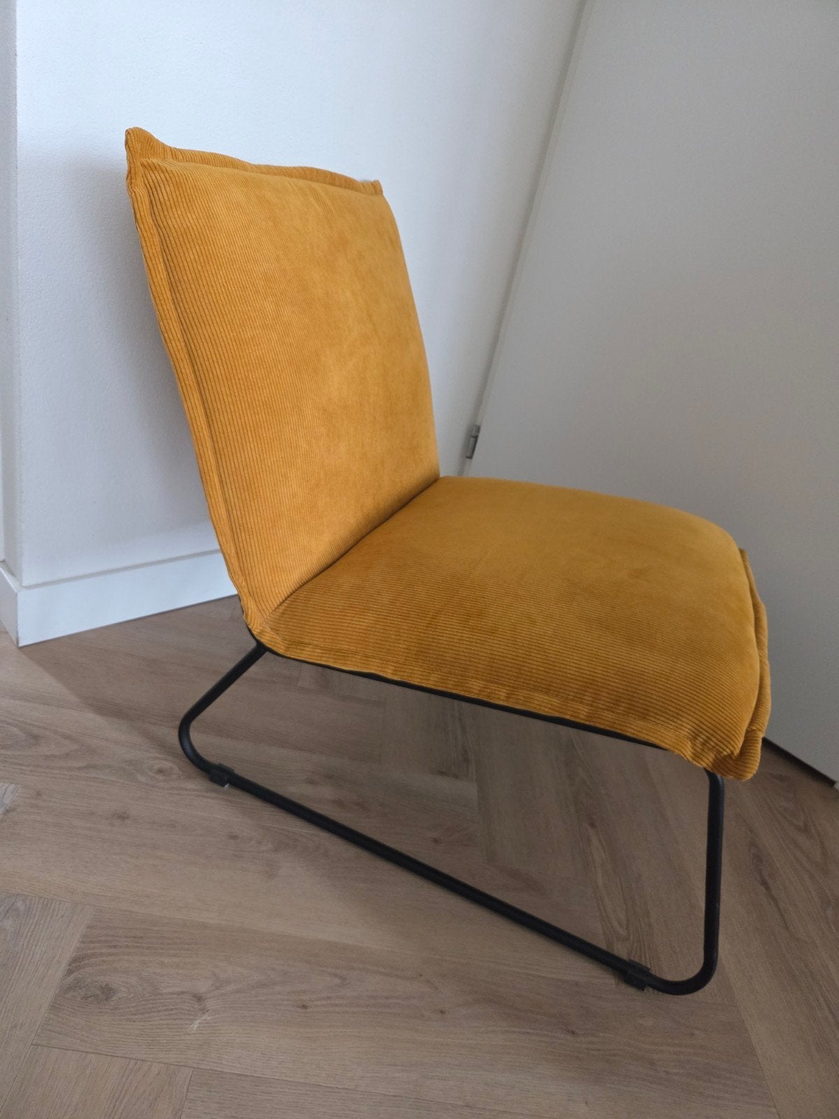 Fauteuil Cooper met ribstof (okergeel), Huis en Inrichting, Ophalen, Minder dan 75 cm, Zo goed als nieuw, Stof