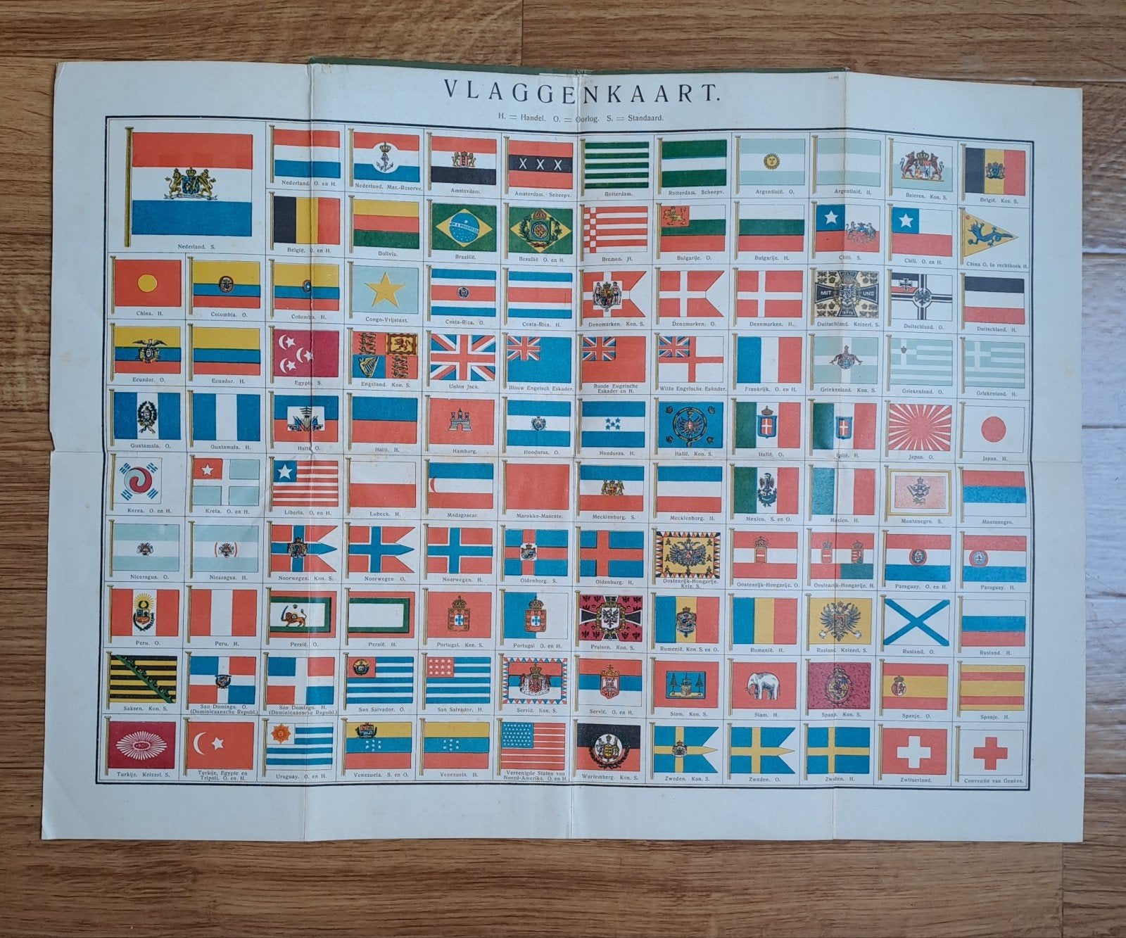 Zeldzame Vlaggenkaart. Het mapje is 18x12 Cm.de kaart is 47, Boeken, Atlassen en Landkaarten, Ophalen of Verzenden, 1800 tot 2000
