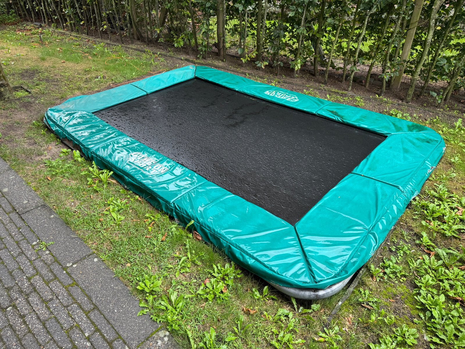 Rechthoekige trampoline (320 x 210); orig. niet ingegraven, Kinderen en Baby's, Speelgoed | Buiten | Trampolines, Ophalen, Gebruikt