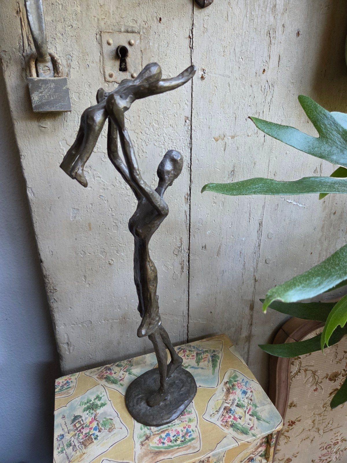 Bronzen sculptuur: Moeder en kind, Ophalen of Verzenden