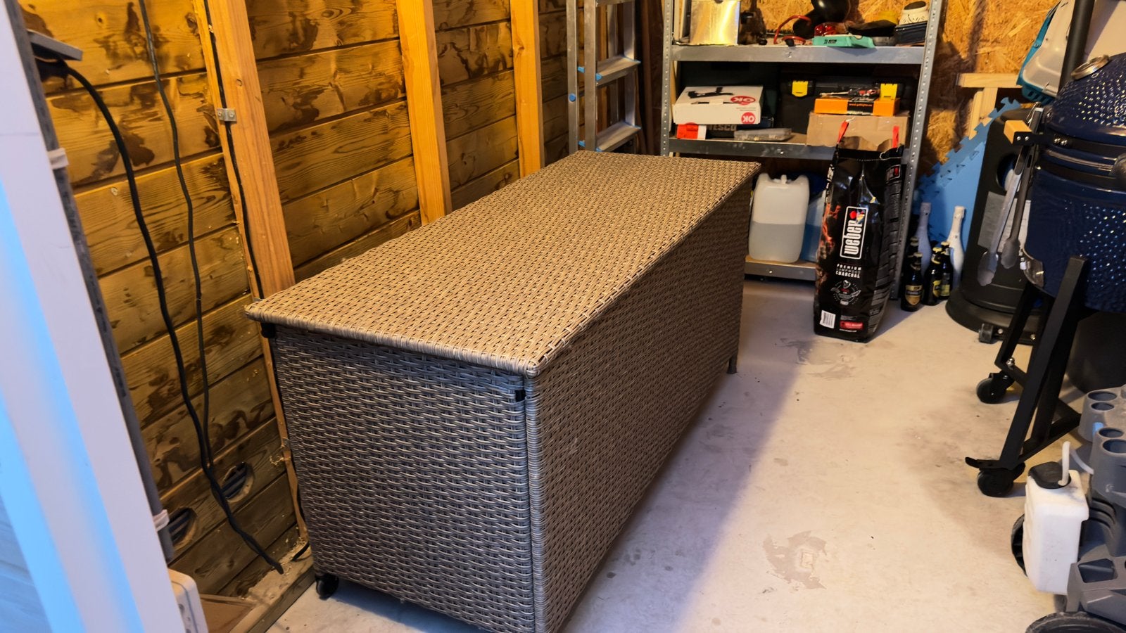 Luxe Kussenbox YDERUP B133xH64xD55 naturel, Ophalen, Zo goed als nieuw, Kunststof, Overige typen