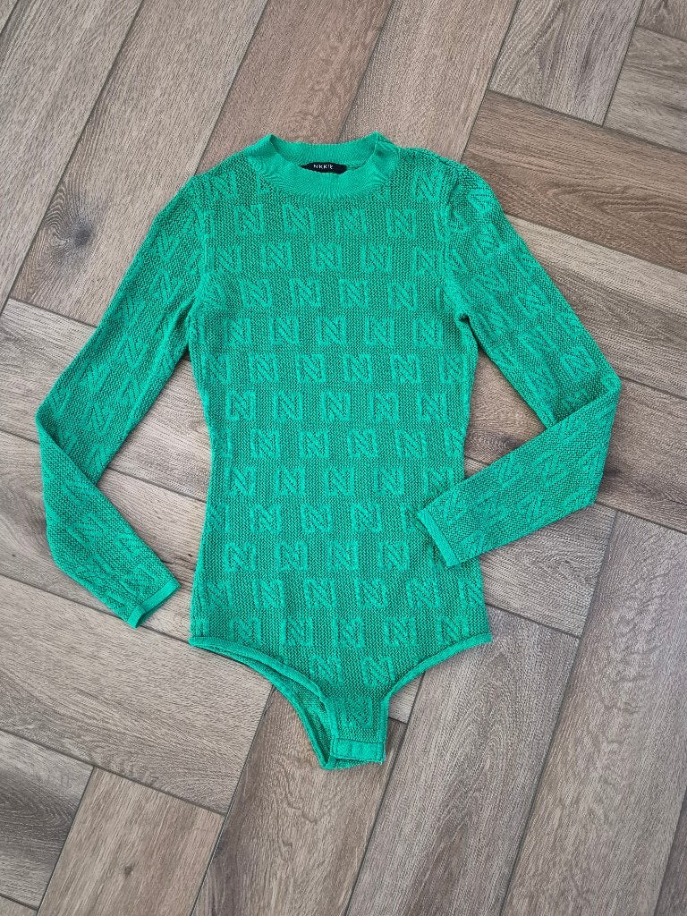 Super leuke groene Body van Nikkie, maat 34, Ophalen of Verzenden, Zo goed als nieuw, Nikkie, Lange mouw