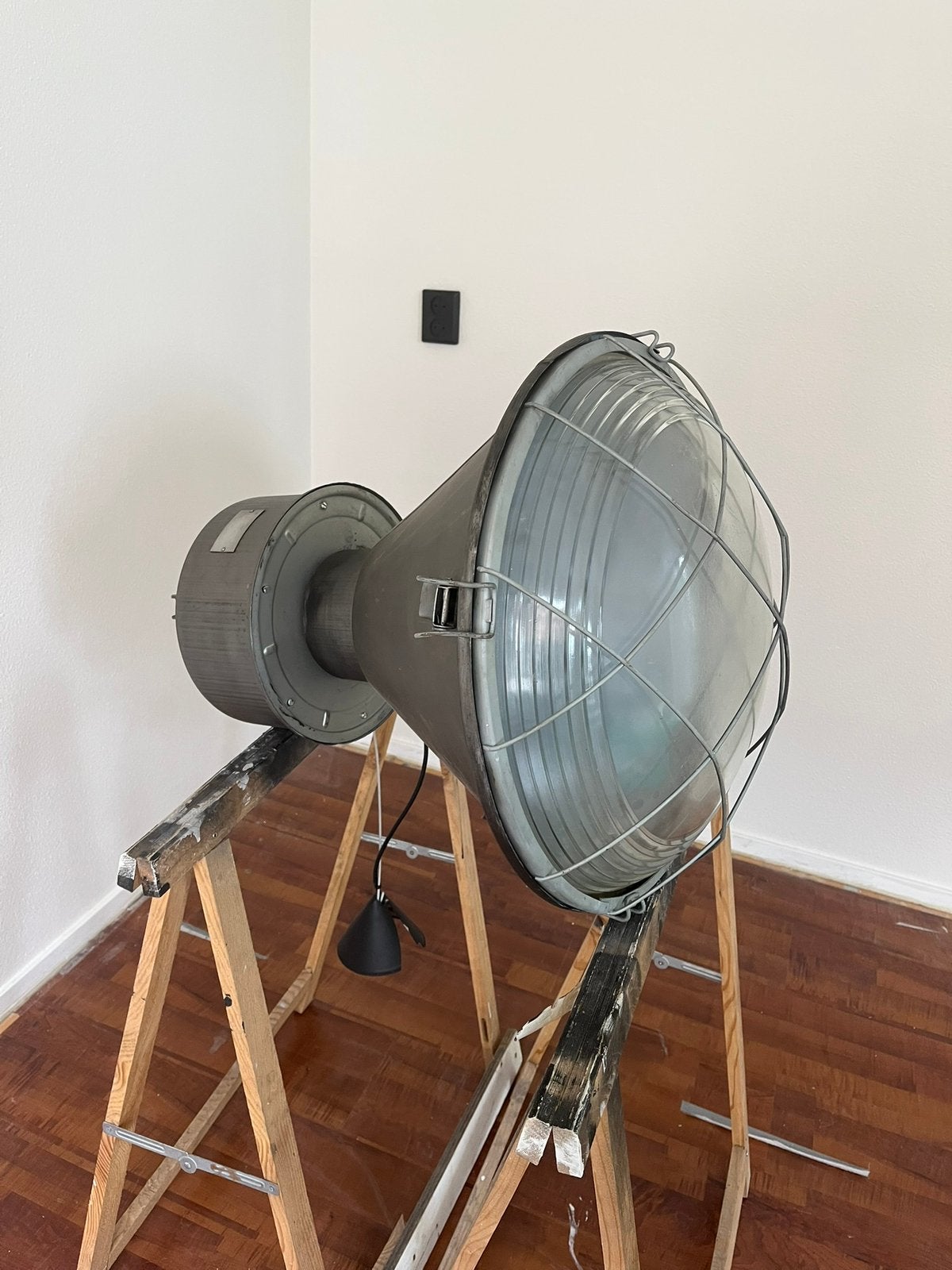 Vintage industriële fabriekslamp – grote metalen hanglamp, Ophalen, Zo goed als nieuw, Metaal, Industrieel