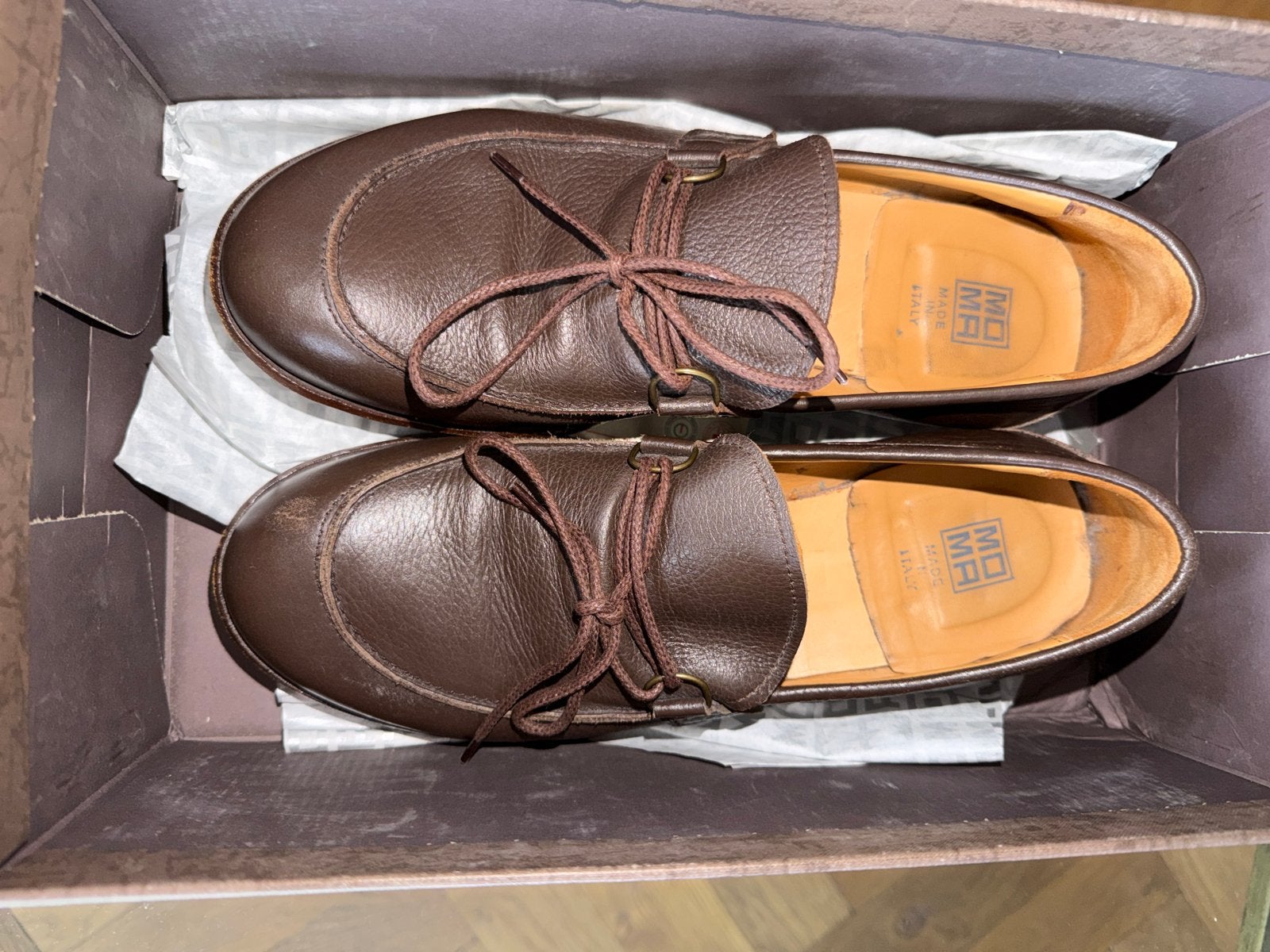 Moma schoenen maat 43 - Bruine leren loafers, Ophalen of Verzenden, Gedragen, Bruin, Loafers