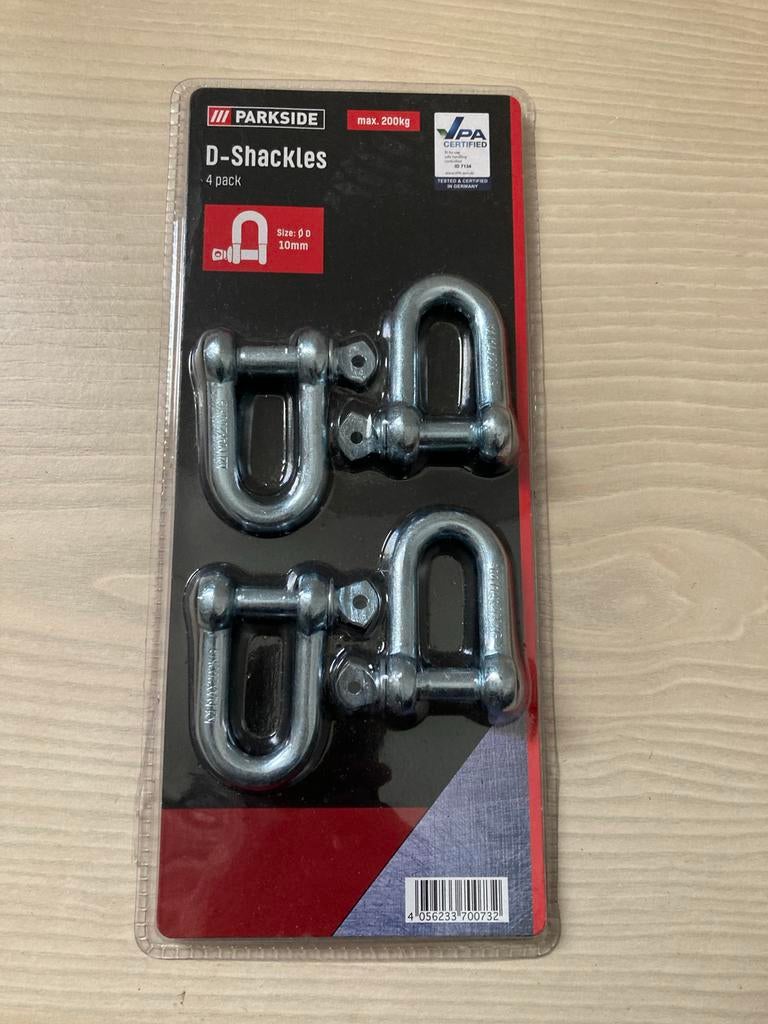4x Parkside D-Schakels 10mm, max 200kg, Nieuw, Doe-het-zelf en Verbouw, Overige Doe-het-zelf en Verbouw, Nieuw, Ophalen of Verzenden