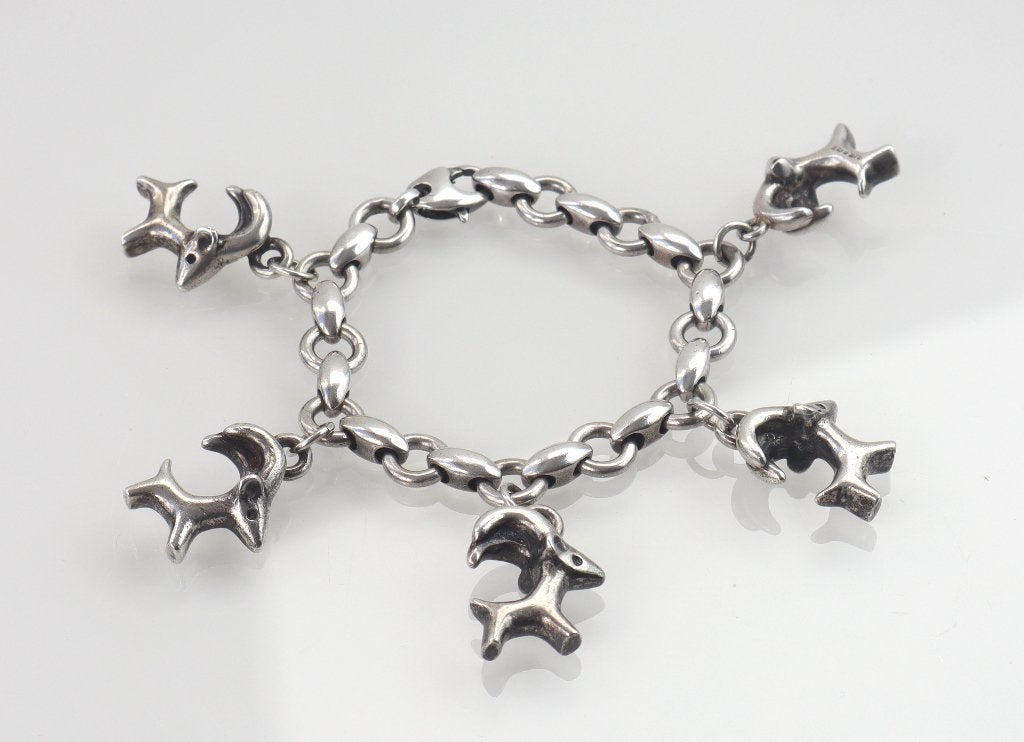 Zilveren armband gemzen S.J. Rose & Son, Sieraden, Tassen en Uiterlijk, Antieke sieraden, Ophalen of Verzenden, Zilver, Armband