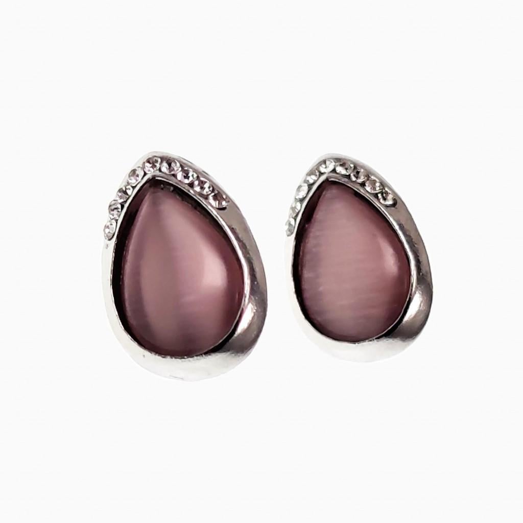 Druppelvorm Clip-on Oorbellen Dames Oorclips + Paarse Caboch, Sieraden, Tassen en Uiterlijk, Oorbellen, Overige materialen, Birgitta-Gracht 33, 6465 EL Kerkrade, Nederland
